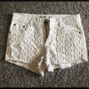 White Crochet Detail Shorts